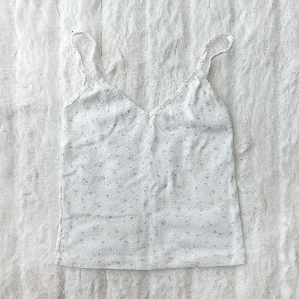 Brandy Melville white floral tank top